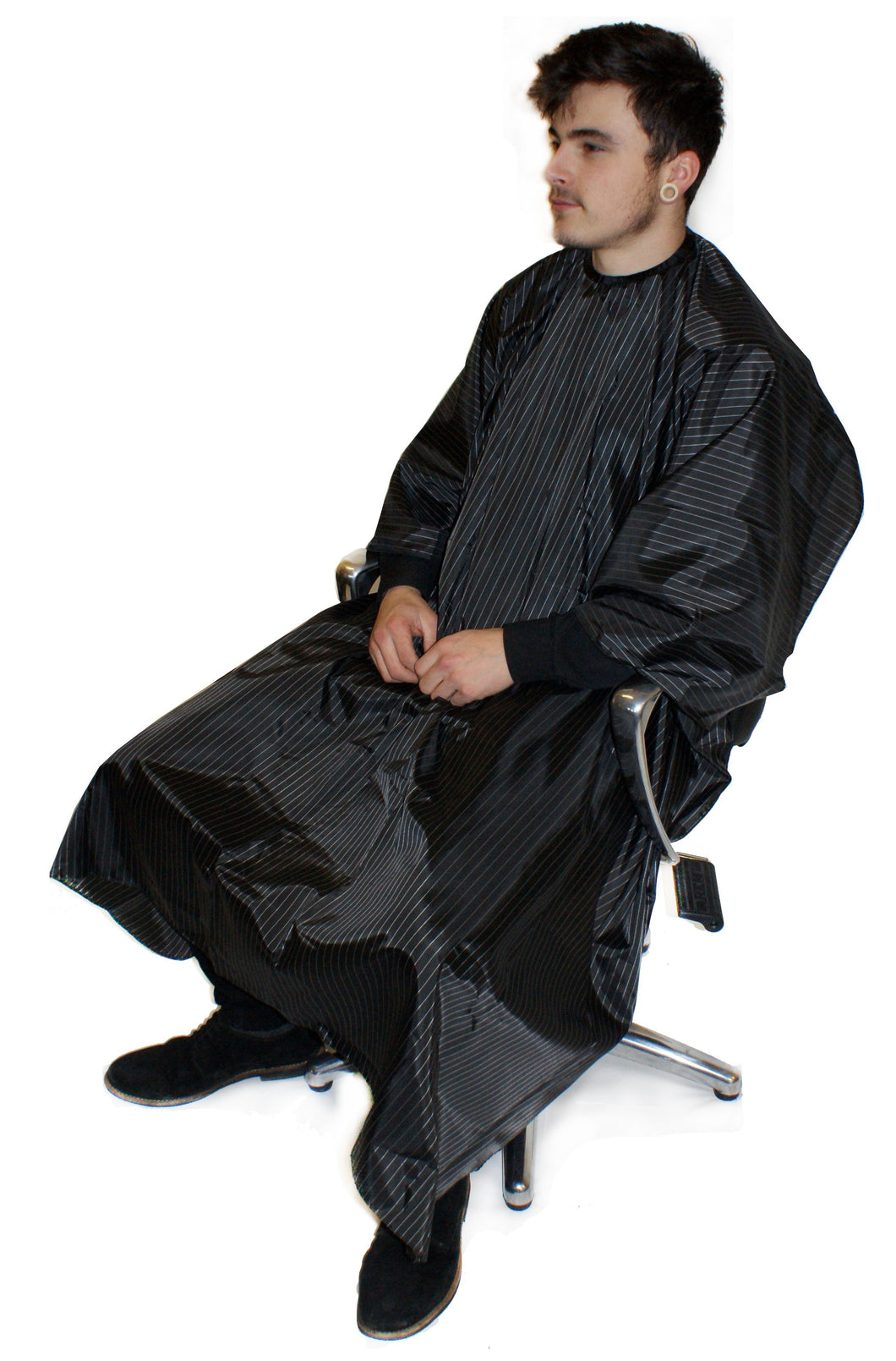 HairTools - Barber Pinstripe Gown Black